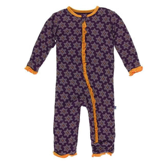 Print Bamboo Layette Classic Ruffle Coverall with Zipper - Wine Grapes Saffron Baby & Toddler Sleepwear
