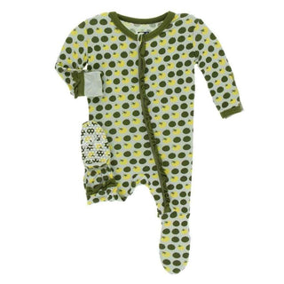 Print Bamboo Layette Classic Ruffle Footie with Zipper - Aloe Tomatoes Baby & Toddler Sleepwear
