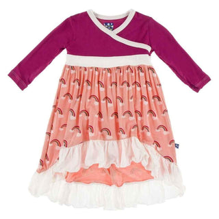 Print Bamboo Long Sleeve HiLo Maxi Dress - Blush Rainbow Baby & Toddler Dresses