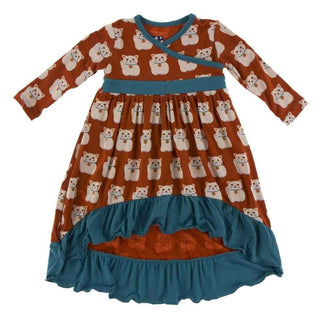 Print Long Sleeve HiLo Maxi Dress - Lucky Cat Baby & Toddler Dresses
