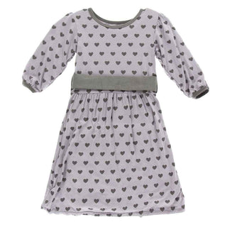 Print Long Sleeve Oh La La Dress, Feather Hearts Baby & Toddler Dresses