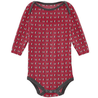 Print Bamboo Long Sleeve One Piece - Crimson Penguins Baby One-Pieces