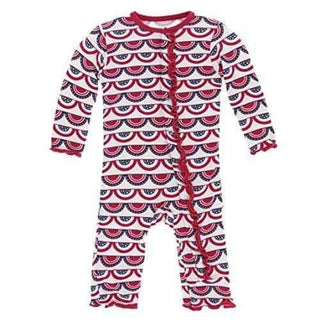 Print Bamboo Muffin Ruffle Coverall with Snaps - Flag Swag Baby & Toddler Sleepwear