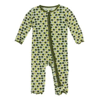 Print Bamboo Muffin Ruffle Coverall with Zipper - Aloe Tomatoes Baby & Toddler Sleepwear