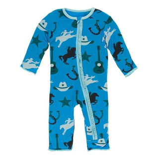 Print Bamboo Muffin Ruffle Coverall with Zipper - Amazon Cowboy Baby & Toddler Sleepwear
