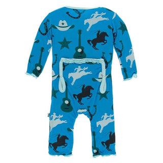 Print Bamboo Muffin Ruffle Coverall with Zipper - Amazon Cowboy Baby & Toddler Sleepwear