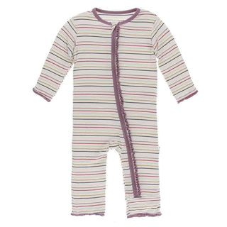 Print Bamboo Muffin Ruffle Coverall with Zipper - Everyday Heroes Multi Stripe Baby & Toddler Sleepwear