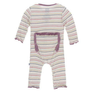 Print Bamboo Muffin Ruffle Coverall with Zipper - Everyday Heroes Multi Stripe Baby & Toddler Sleepwear