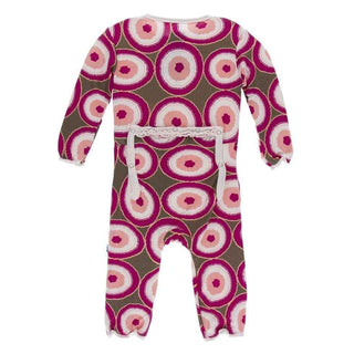 Print Bamboo Muffin Ruffle Coverall with Zipper - Falcon Agate Slices Baby & Toddler Sleepwear