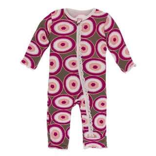 Print Bamboo Muffin Ruffle Coverall with Zipper - Falcon Agate Slices Baby & Toddler Sleepwear