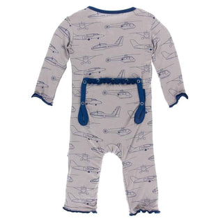 Print Bamboo Muffin Ruffle Coverall with Zipper - Feather Heroes in the Air Baby & Toddler Sleepwear
