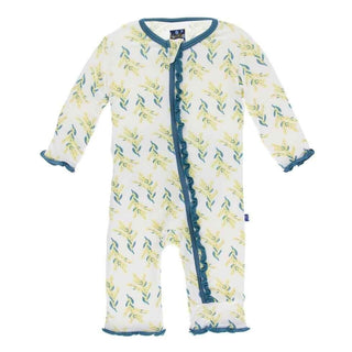 Print Bamboo Muffin Ruffle Coverall with Zipper - Golden Wattle Baby & Toddler Sleepwear