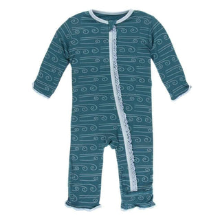 Print Bamboo Muffin Ruffle Coverall with Zipper - Heritage Blue Wind Baby & Toddler Sleepwear