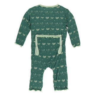 Print Bamboo Muffin Ruffle Coverall with Zipper - Ivy Chickens Baby & Toddler Sleepwear