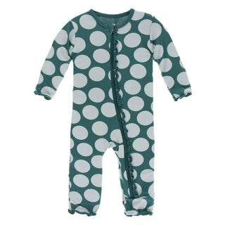 Print Bamboo Muffin Ruffle Coverall with Zipper - Ivy Mod Dot Baby & Toddler Sleepwear