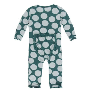 Print Bamboo Muffin Ruffle Coverall with Zipper - Ivy Mod Dot Baby & Toddler Sleepwear