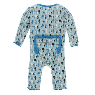 Print Bamboo Muffin Ruffle Coverall with Zipper - Jade Garden Tools Baby & Toddler Sleepwear