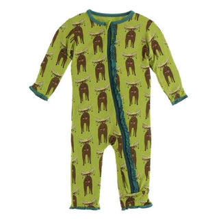 Print Bamboo Muffin Ruffle Coverall with Zipper - Meadow Bad Moose Baby & Toddler Sleepwear