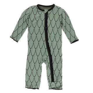 Print Bamboo Muffin Ruffle Coverall with Zipper - Midnight Feathers Baby & Toddler Sleepwear