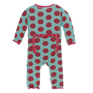Print Bamboo Muffin Ruffle Coverall with Zipper - Neptune Watermelon Baby & Toddler Sleepwear