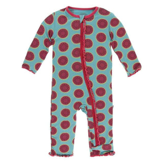 Print Bamboo Muffin Ruffle Coverall with Zipper - Neptune Watermelon Baby & Toddler Sleepwear