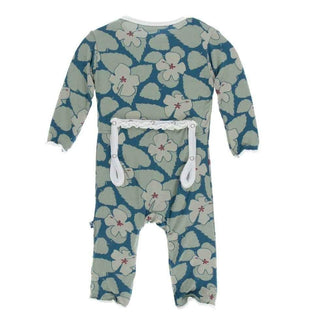 Print Bamboo Muffin Ruffle Coverall with Zipper - Oasis Hibiscus Baby & Toddler Sleepwear