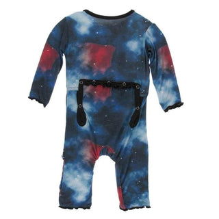 Print Bamboo Muffin Ruffle Coverall with Zipper - Red Ginger Galaxy Baby & Toddler Sleepwear