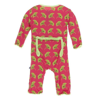 Print Bamboo Muffin Ruffle Coverall with Zipper - Red Ginger Ginkgo Baby & Toddler Sleepwear