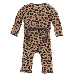 Print Muffin Ruffle Coverall with Zipper - Suede Cheetah Print Baby & Toddler Sleepwear