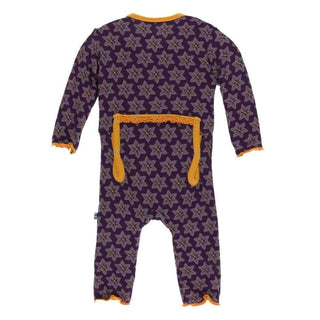 Print Bamboo Muffin Ruffle Coverall with Zipper - Wine Grapes Saffron Baby & Toddler Sleepwear