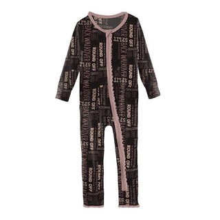 Print Bamboo Muffin Ruffle Coverall with Zipper - Zebra Gymnastics Baby & Toddler Sleepwear