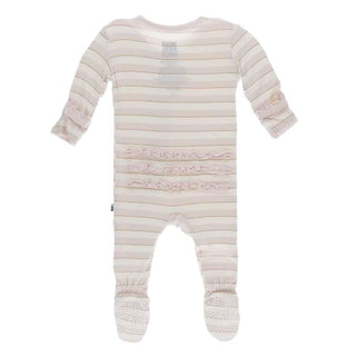 Print Bamboo Muffin Ruffle Footie with Snaps - Everyday Heroes Sweet Stripe KicKee Pants Size: Newborn