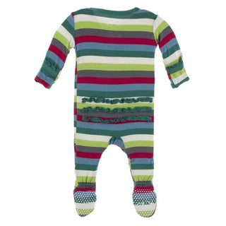 Print Bamboo Muffin Ruffle Footie with Zipper - 2020 Multi Stripe Baby & Toddler Sleepwear