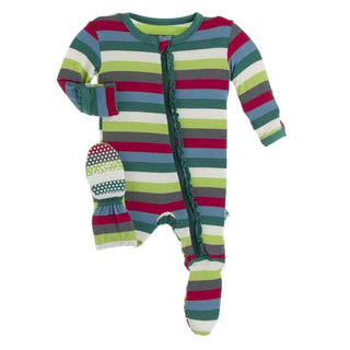 Print Bamboo Muffin Ruffle Footie with Zipper - 2020 Multi Stripe Baby & Toddler Sleepwear