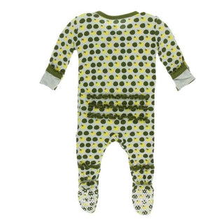 Print Bamboo Muffin Ruffle Footie with Zipper - Aloe Tomatoes Baby & Toddler Sleepwear