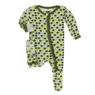 Print Bamboo Muffin Ruffle Footie with Zipper - Aloe Tomatoes Baby & Toddler Sleepwear