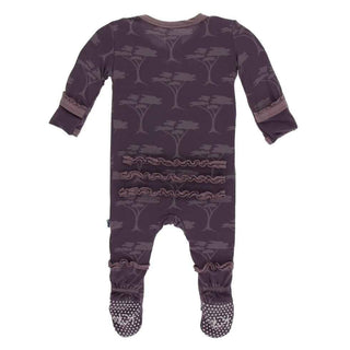 Print Bamboo Muffin Ruffle Footie with Zipper - Fig Acacia Trees Baby & Toddler Sleepwear