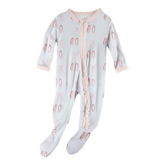 Print Bamboo Muffin Ruffle Footie with Zipper - Fresh Air Ballet Baby & Toddler Sleepwear
