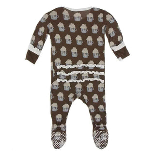 Print Bamboo Muffin Ruffle Footie with Zipper - Hot Cocoa KicKee Pants Size: Newborn