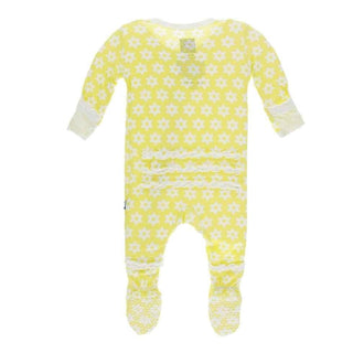 Print Bamboo Muffin Ruffle Footie with Zipper - Lime Blossom Stellini Baby & Toddler Sleepwear