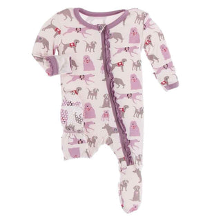Print Bamboo Muffin Ruffle Footie with Zipper - Macaroon Canine First Responders Baby & Toddler Sleepwear