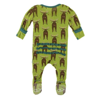 Print Bamboo Muffin Ruffle Footie with Zipper - Meadow Bad Moose Baby & Toddler Sleepwear