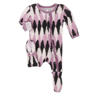 Print Bamboo Muffin Ruffle Footie with Zipper - Midnight Forestry Baby & Toddler Sleepwear
