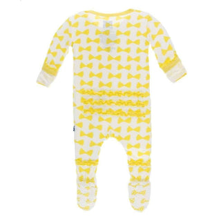 Print Bamboo Muffin Ruffle Footie with Zipper - Natural Farfalle Baby & Toddler Sleepwear
