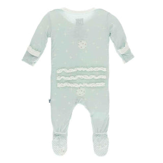 Print Bamboo Muffin Ruffle Footie with Zipper - Spring Sky Full Moon Baby & Toddler Sleepwear