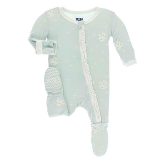 Print Bamboo Muffin Ruffle Footie with Zipper - Spring Sky Full Moon Baby & Toddler Sleepwear