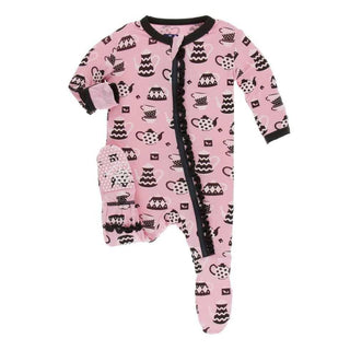 Print Bamboo Muffin Ruffle Footie with Zipper - Teatime Baby & Toddler Sleepwear