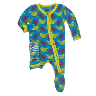 Print Muffin Ruffle Footie with Zipper - Tropical Fruit Baby & Toddler Sleepwear
