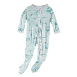 Print Bamboo Muffin Ruffle Footie with Zipper - Water Baby & Toddler Sleepwear