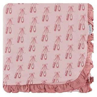 Print Bamboo Ruffle Double Layer Throw Blanket - Baby Rose Ballet, One Size Swaddling & Receiving Blankets